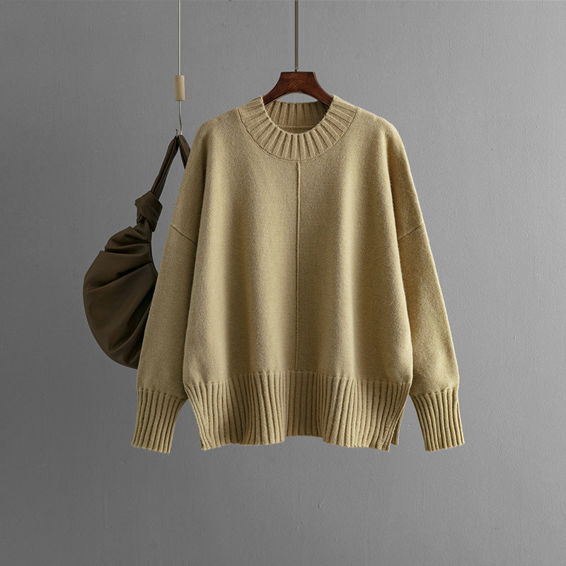 Damen Oversized Strickpullover mit Rippenbund R&B