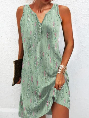 Damen, lässiges Sommerkleid mit V-Ausschnitt und asymmetrischem Saum R&B