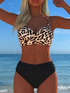 Damen Bikini-Set mit gepolstertem Oberteil und hohem Taillenschnitt R&B