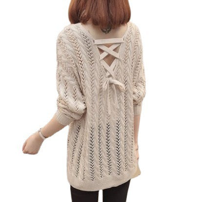 Damen luftiger Strickpullover mit V-Ausschnitt R&B