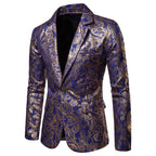 Herren exklusiver Paillettenblazer mit goldenen Verzierungen und modernem Schnitt R&B