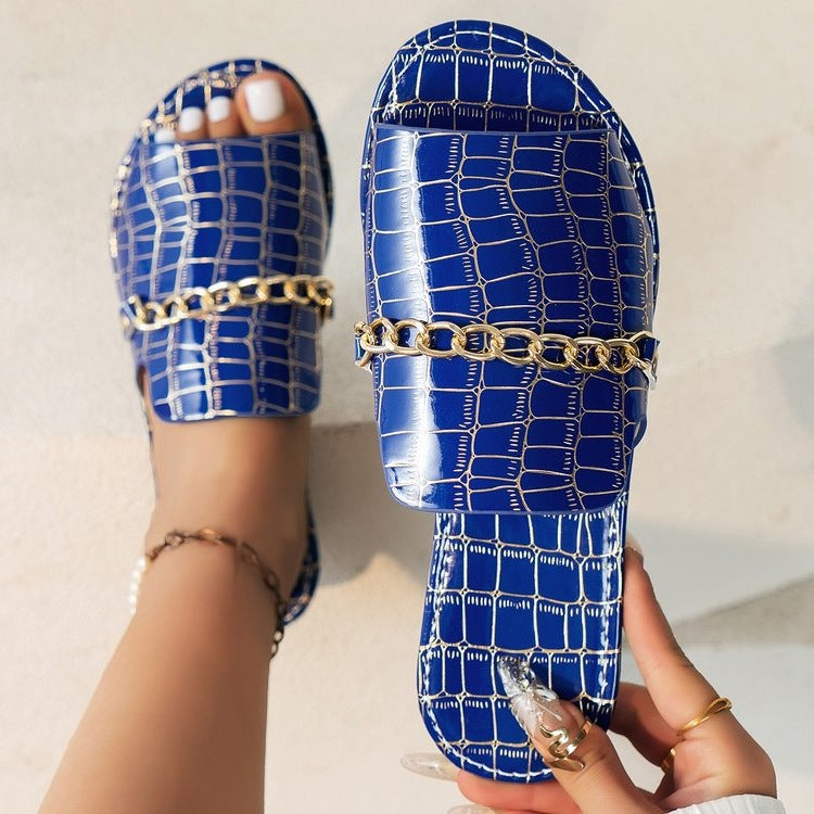 Damen modische Slides mit Kettenverzierung R&B