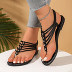 Damen Zehentrenner-Sandalen mit dekorativen Metallringen R&B