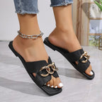 Damen glamouröse Riemchen-Sandalen mit eleganter Kettenverzierung R&B