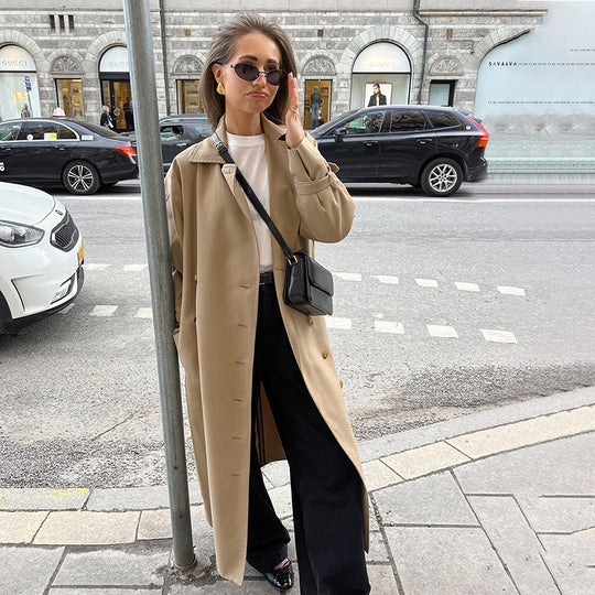 Damen Eleganter Trenchcoat mit hochwertiger Verarbeitung und lockerem Schnitt R&B