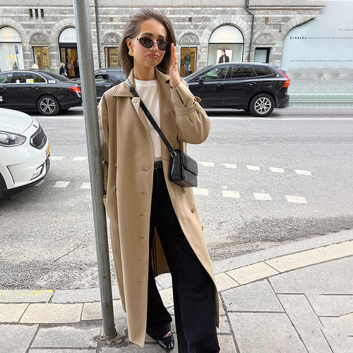 Damen Eleganter Trenchcoat mit hochwertiger Verarbeitung und lockerem Schnitt R&B