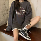 Damen lässiger Oversized Pullover mit kreativem Druck und bequemen, atmungsaktiven Materialien