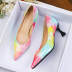 Damen spitze High Heels mit buntem Schlangen-Design R&B