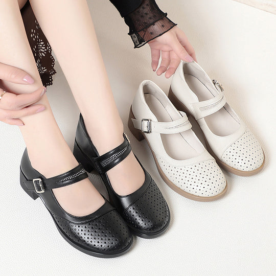 Damen Mary Jane Komfort Schuhe mit atmungsaktiver Oberflächengestaltung und elegantem Riemchen R&B