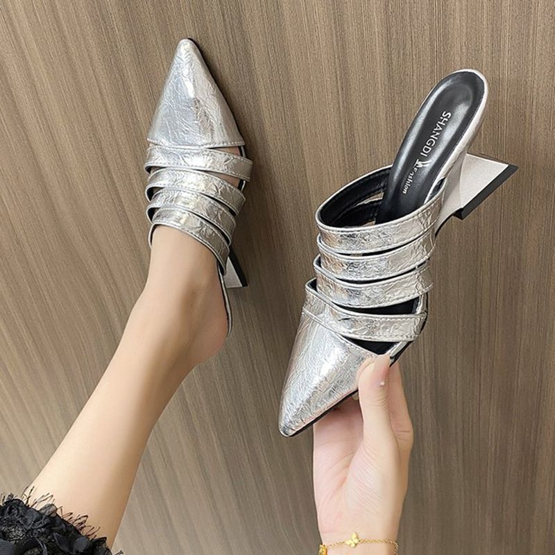 Damen elegante Sling Mules mit geometrischem Design R&B