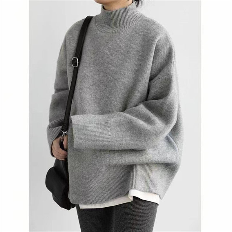 Damen Hochwertiger Rollkragenpullover mit oversized Schnitt und eleganten Ärmelabschlüssen