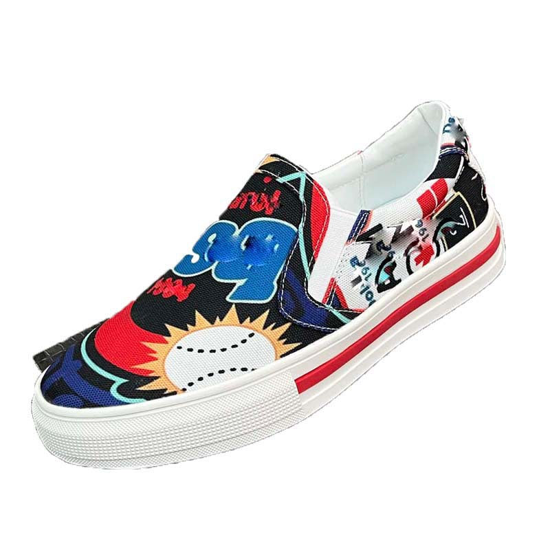 Damen Slip-On Sneakers mit kreativem Grafikdesign und rutschfester Sohle R&B