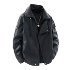 Damen modische Kunstlederjacke mit hohem Kragen und praktischen Seitentaschen R&B