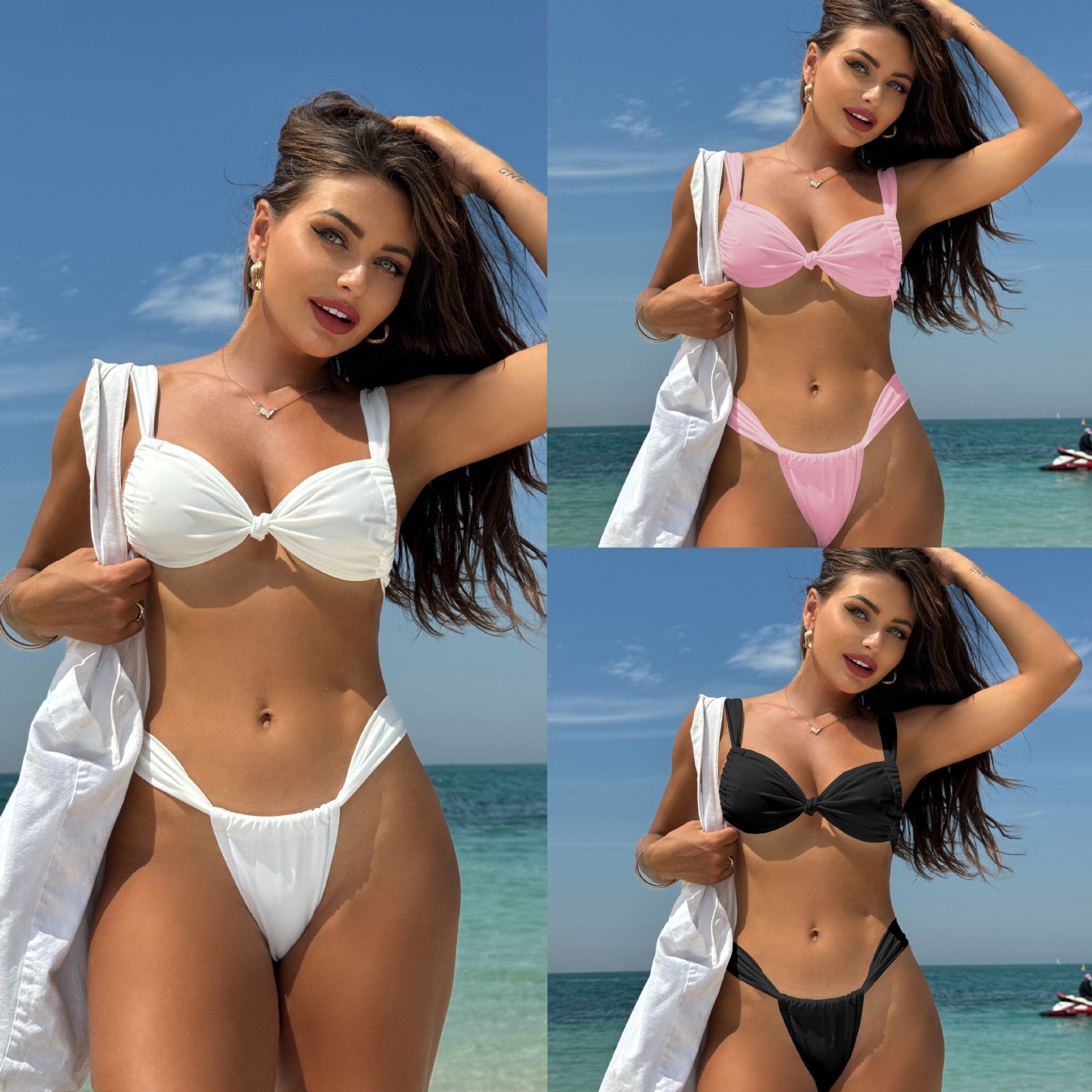 Damen Bikini-Set mit romantischem Knotendetail R&B