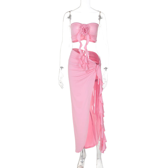 Damen Borten Maxikleid mit asymmetrischem Saum R&B