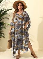 Damen lässiges Maxikleid mit asymmetrischem Saum und Animal-Print R&B