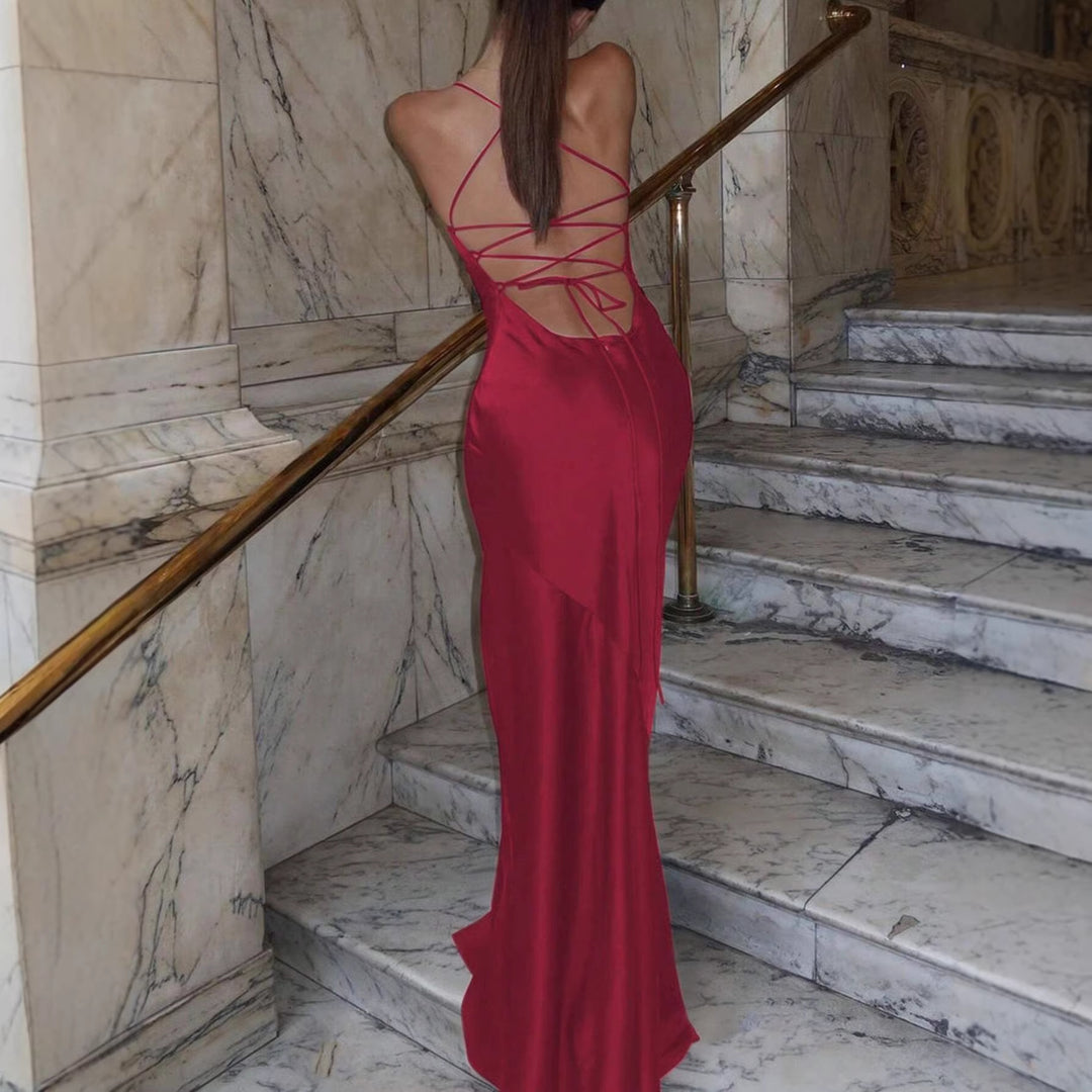 Damen Figurbetontes Maxikleid mit raffiniertem Cross-Back Design R&B