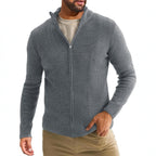 Herren Strickjacke mit hohem Kragen und praktischem Reißverschluss