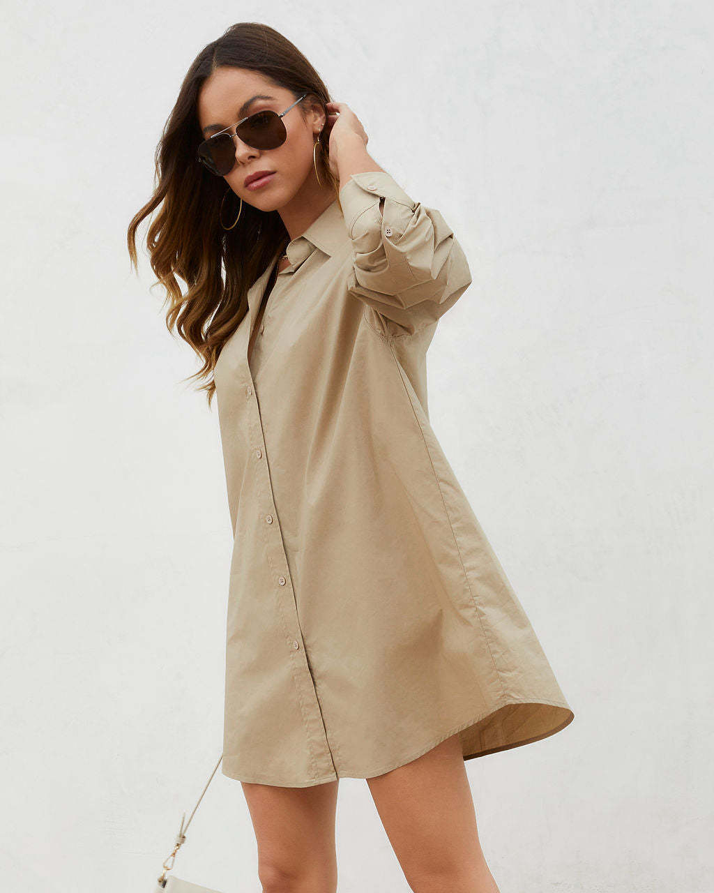 Damen lässiges Shirtkleid mit praktischem Knopfverschluss und dezenten Ärmeldetails R&B