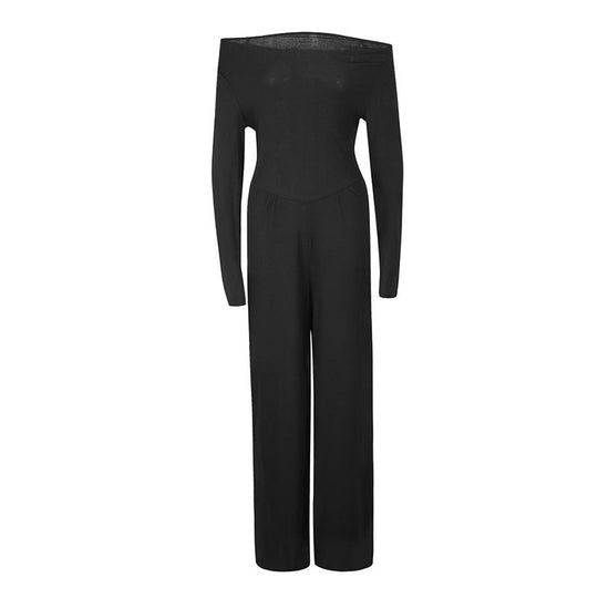 Damen Eleganter Jumpsuit mit Off-Shoulder Design und weitem Bein R&B
