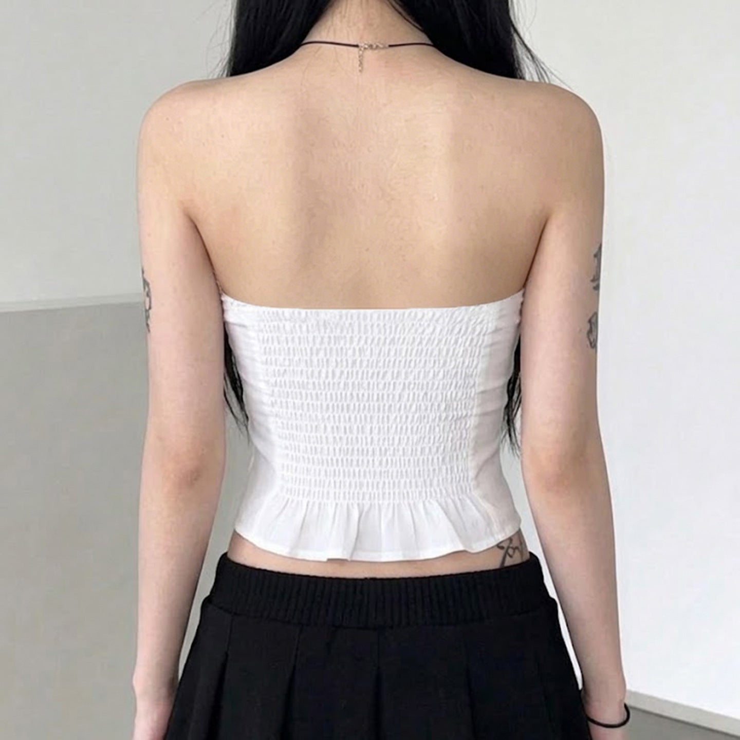 Damen-Spitzen-Bandeau-Top mit Raffungen und dekorativem BindR&Band R&B