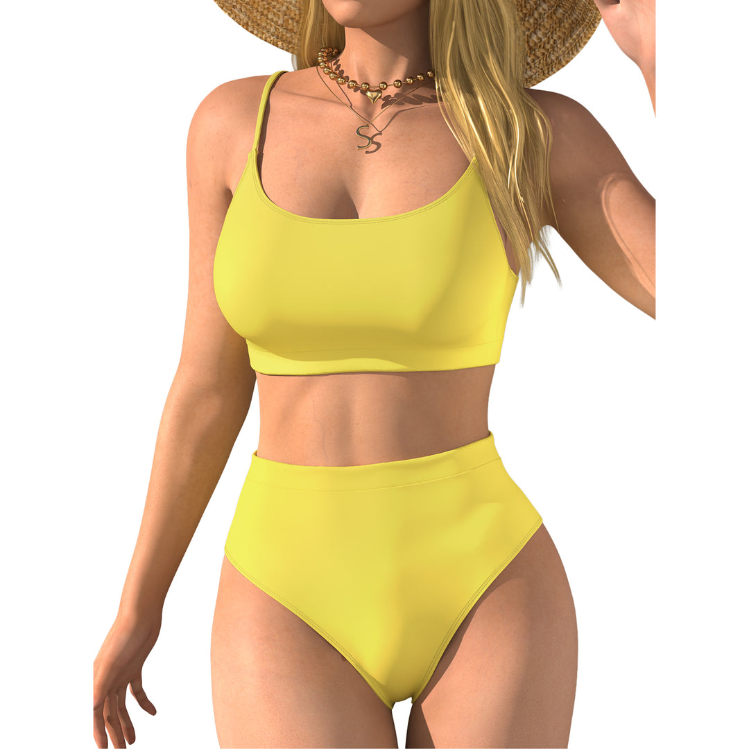 Damen Hochtaillierter Bikini mit Crop-Top R&B