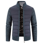 Herren Steppjacke mit hybridem Strickdesign und hohem Kragen
