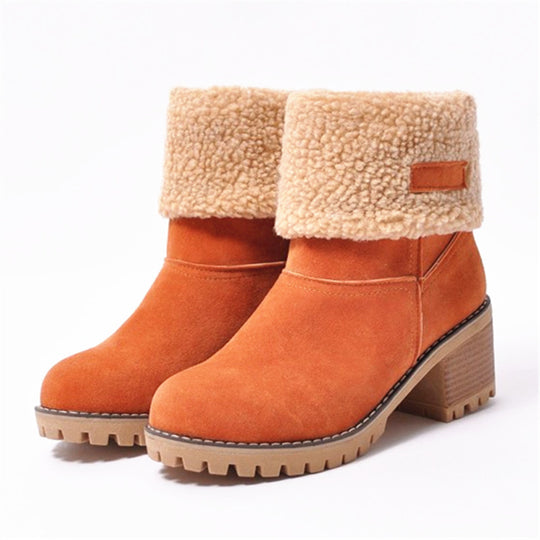 Damen warme Winterstiefel mit kuscheligem Kunstfellrand und robuster Profilsohle R&B