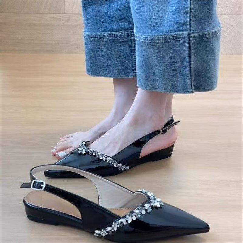 Damen elegante Slingback-Pumps mit funkelnder Schmuckverzierung R&B