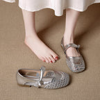 Damen Ballerina-Schuhe mit geflochtenem Detail