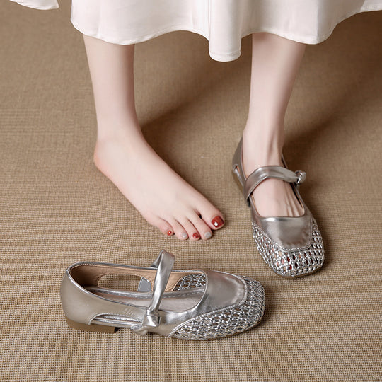 Damen Ballerina-Schuhe mit geflochtenem Detail R&B