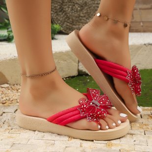 Damen Badesandalen mit elegantem Schleifen-Design und rutschfester Sohle R&B