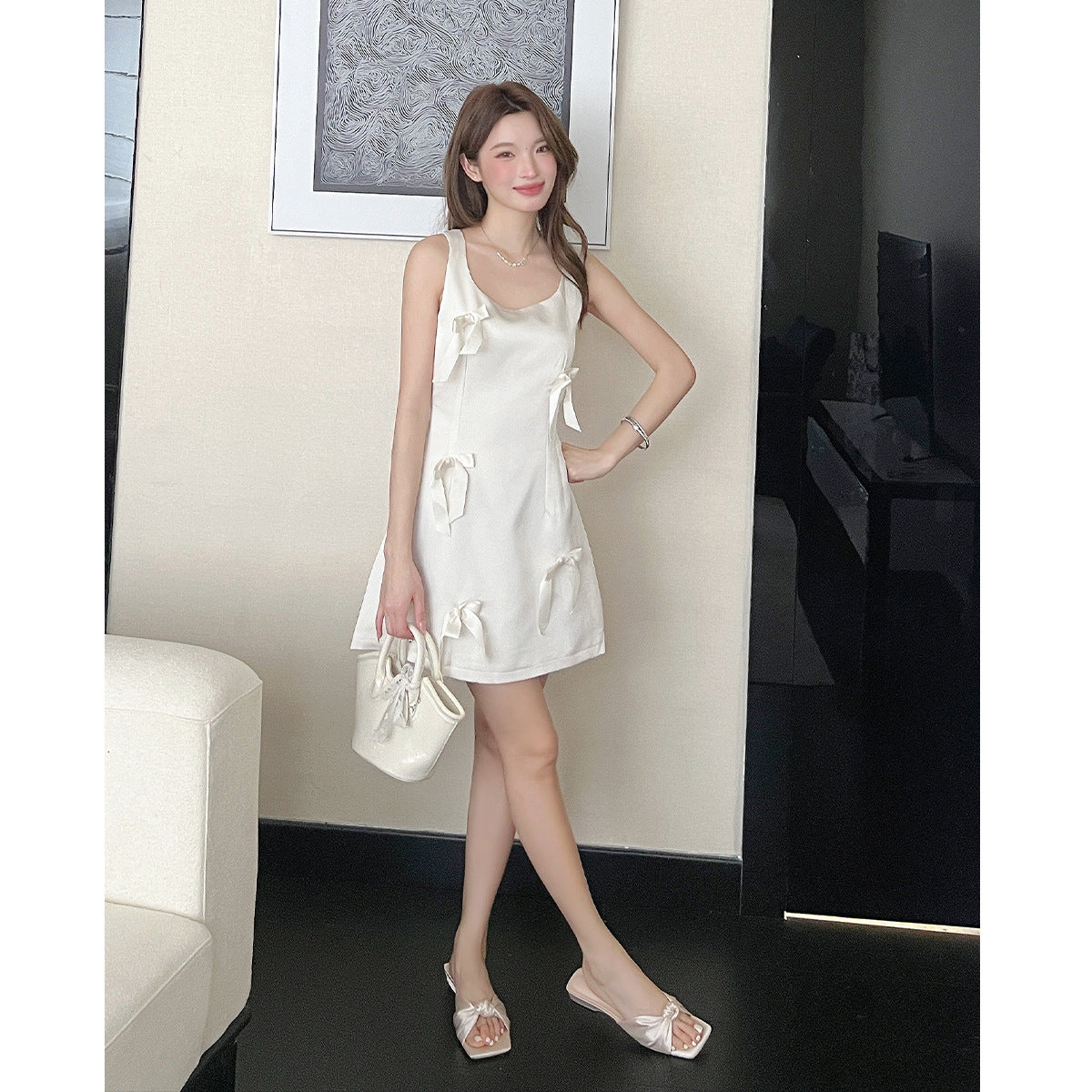 Damen elegante Mules mit modischem Knotendetail