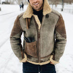 Herren Wool-Lederjacke mit warmem Innenfutter R&B