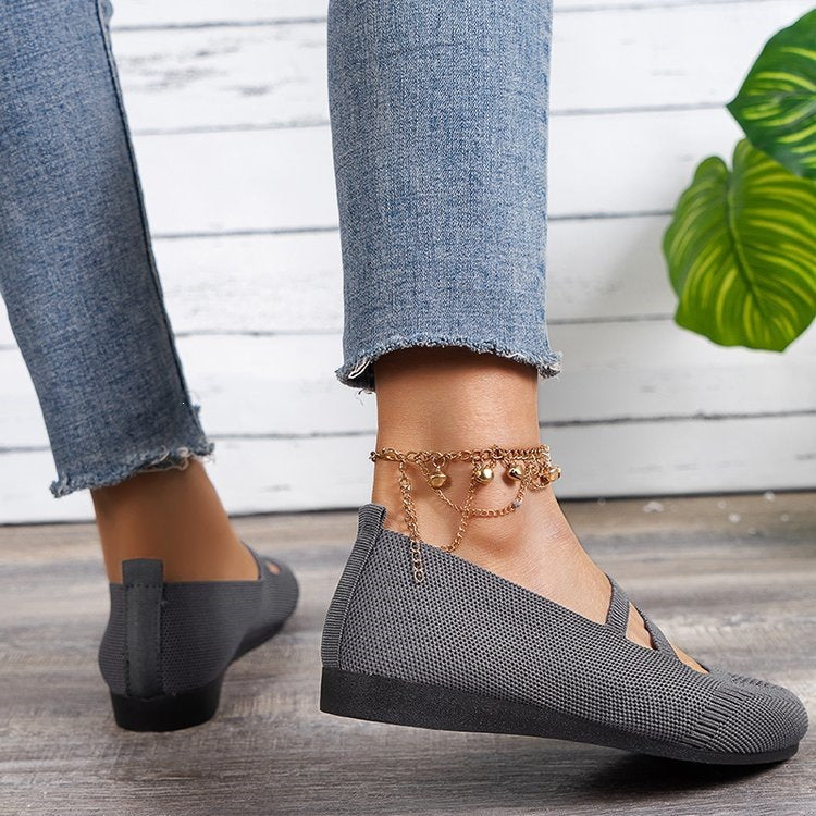 Damen Geflochtene und atmungsaktive Ballerinas R&B