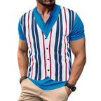 Herren Kurzarm-Henley-Shirt mit gestreiftem Design und modernem Schnitt R&B