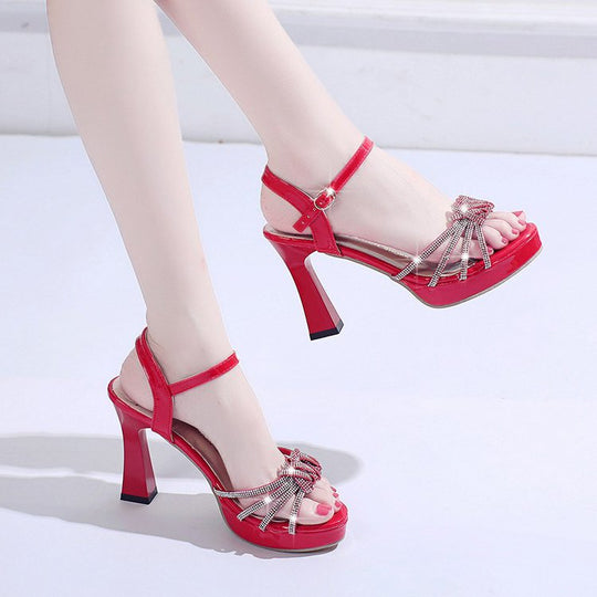 Damen glamouröse High Heels Sandalen mit Strass-Detail R&B