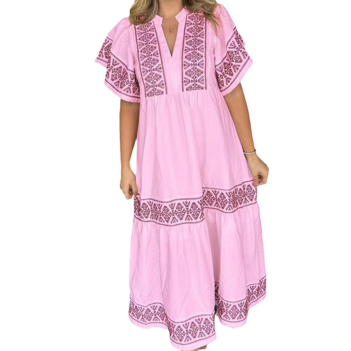 Damen Maxikleid mit eleganten Stickereien R&B