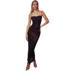 Damen Extravagantes Spitzen-Nachtkleid mit floralem Design und langem Schnitt R&B