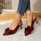Damen Slingback-Pumps mit elegantem Schleifendesign und komfortablem Blockabsatz R&B