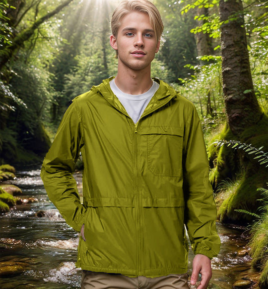 Herren leichte Outdoor-Jacke mit praktischen Taschen und verstellbarem Kapuzenkragen R&B