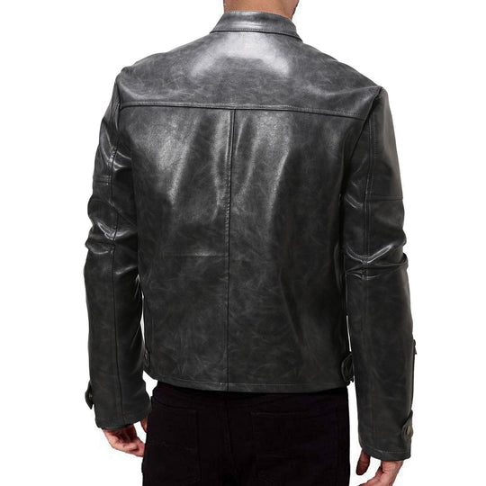 Herren Lederjacke mit Stehkragen