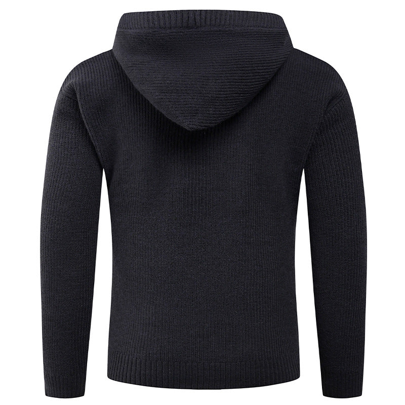 Herren Strickpullover mit hochabschließendem Kragen und Knopfdetails R&B