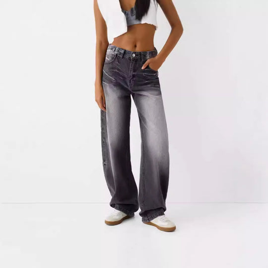 Damen weite High-Waist Jeans mit elegantem Schnitt und lässigem Design R&B