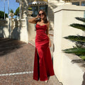 Damen Elegantes Abendkleid mit seitlichem Schlitz und gerafftem Design R&B