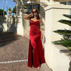 Damen Elegantes Abendkleid mit seitlichem Schlitz und gerafftem Design R&B