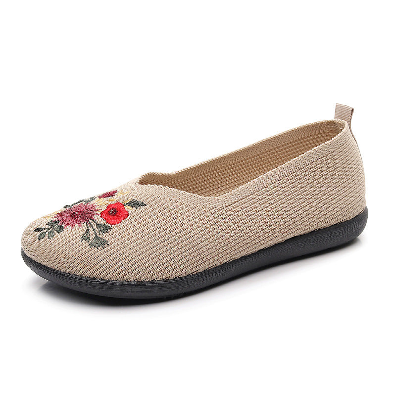 Damen Ballerinas mit floraler Stickerei und flexiblem Fußbett
