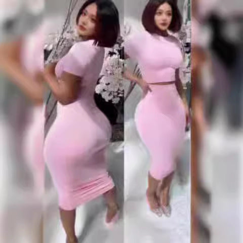 Damen Figurbetontes Kleid-Set mit kurzem Oberteil und Pencil-Rock R&B