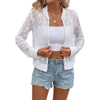 Damen Transparente Bomberjacke mit floralen Stickereien R&B
