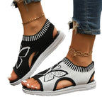 Damen Zehentrenner-Sandalen mit modischem Schmetterlingsdesign und atmungsaktivem Obermaterial R&B